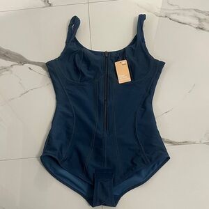 Elegant Navy Blue Women's Bodysuit with tags